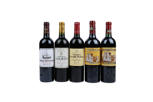 (MIXED LOT) CHATEAU DUCRU BEAUCAILLOU 1999 (1), 2010 (1), CHATEAU TALBOT 2010 (1), CHATEAU LEOVILLE POYFERRE 2010 (1), CHATEAU BEYCHEVELLE 2005 VSSTL (1) MV 750ml LB(5)