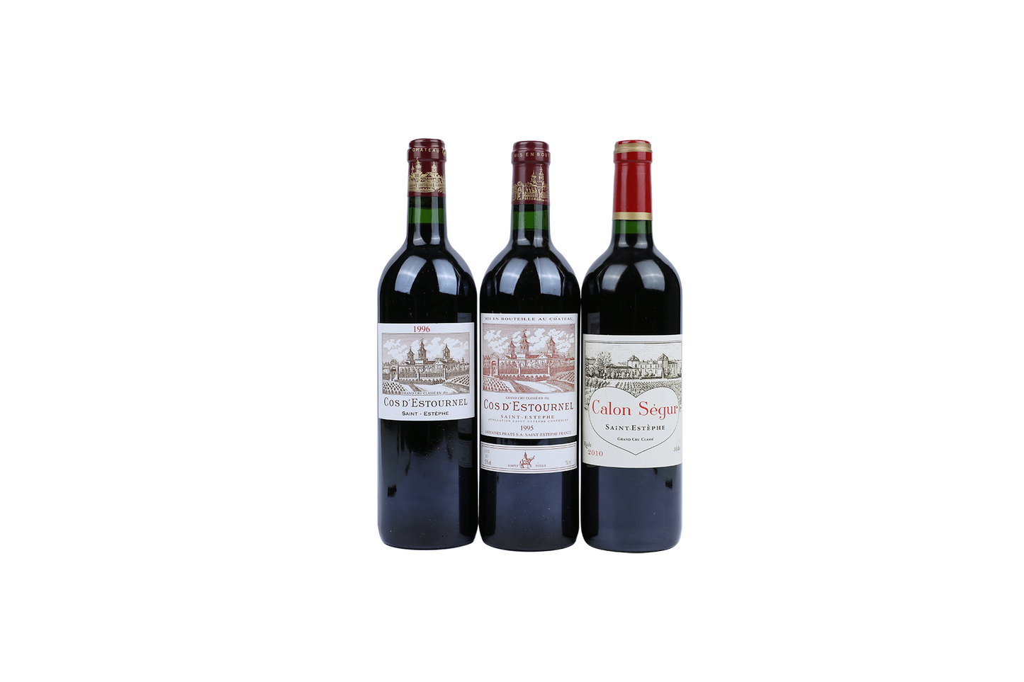 (SAINT ESTEPHE) CHATEAU COS D'ESTOUREL 1995 (1), 1996(1), CHATEAU CALON SEGUR 2010 (1) MV 750ml LB(3)