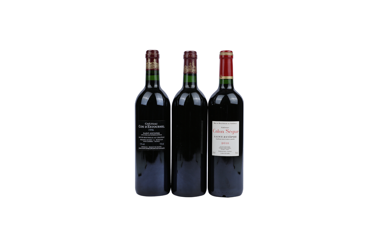 (SAINT ESTEPHE) CHATEAU COS D'ESTOUREL 1995 (1), 1996(1), CHATEAU CALON SEGUR 2010 (1) MV 750ml LB(3)