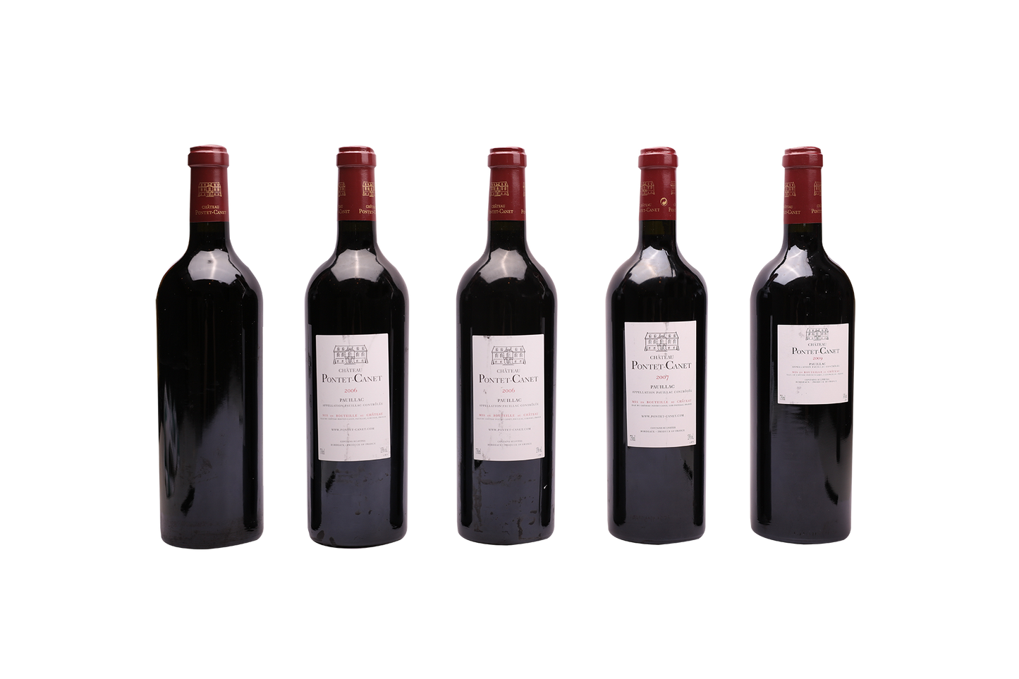 CHATEAU PONTET CANET MULTI-VINTAGE: 2004 (1), 2006 (2), 2007 (1), 2009 (1) MV 750ml LB(5)