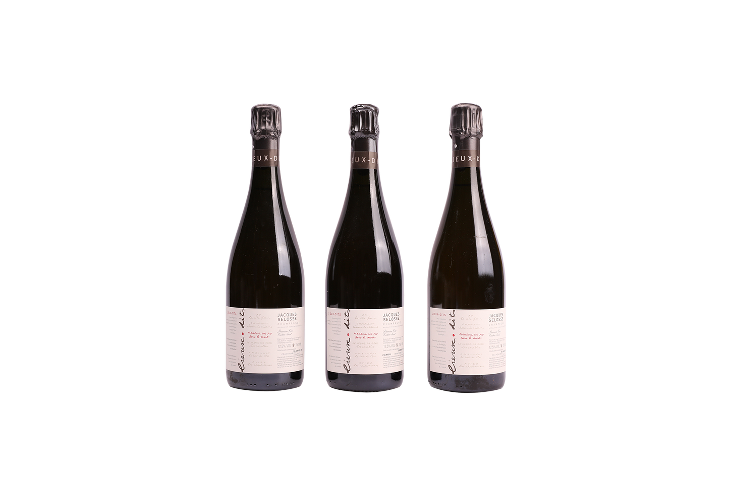 JACQUES SELOSSE LIEUX-DITS EXTRA BRUT MAREUIL SUR AY SOUS LE MONT, DISGORDE IN 2015 MAR 23th (1), 2017 JAN 30th (2)  NV 750ml LB(3)